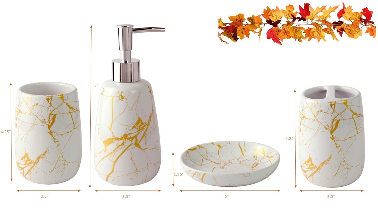 4 Piece Luxurious Marble Pattern Washroom Countertop Set