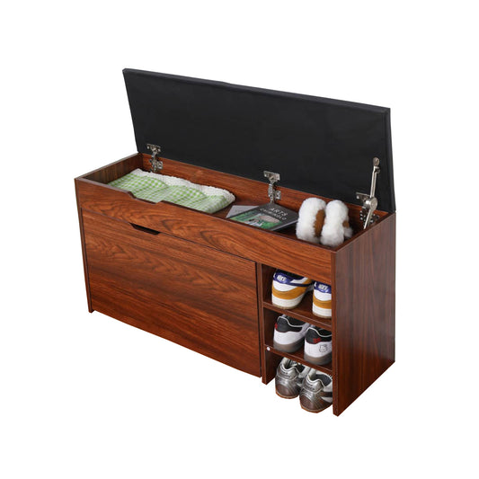 Odor Free Homeiz 3-Tier Shoe Rack Bench: 80 CM Wide Shoe Storage Bench Features Roll Out Rack, Comfortable Black Faux Leather Seat, with Spacious Sock Compartment, Shoe Bench for The Entryway