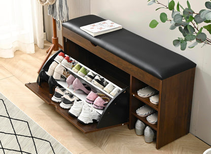 Homeiz 3-Tier Shoe Rack Bench: 110 CM Wide Storage With Roll Out Rack