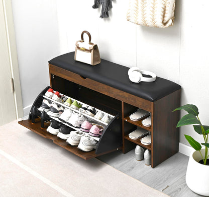 Homeiz 3-Tier Shoe Rack Bench: 110 CM Wide Storage With Roll Out Rack