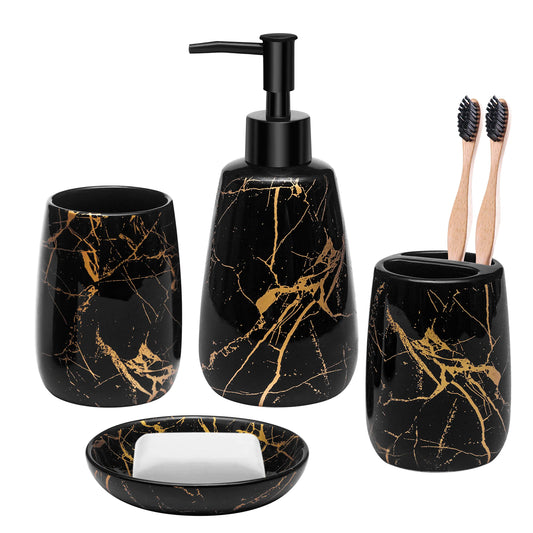 4 Piece Luxurious Marble Pattern Washroom Countertop Set