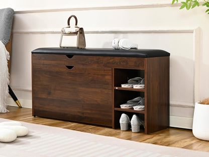 Homeiz 3-Tier Shoe Rack Bench: 110 CM Wide Storage With Roll Out Rack