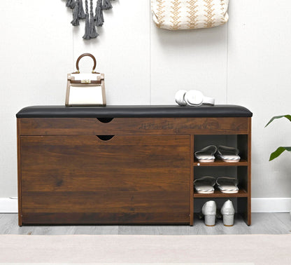 Homeiz 3-Tier Shoe Rack Bench: 110 CM Wide Storage With Roll Out Rack