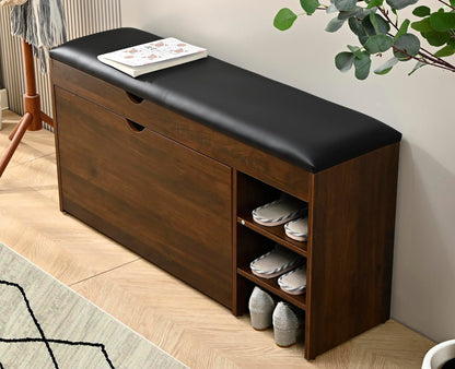 Homeiz 3-Tier Shoe Rack Bench: 110 CM Wide Storage With Roll Out Rack